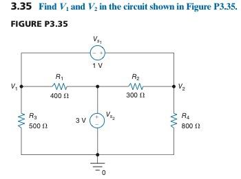 Solved 3.33 Find V1 and V2 in the circuit shown in Figure | Chegg.com