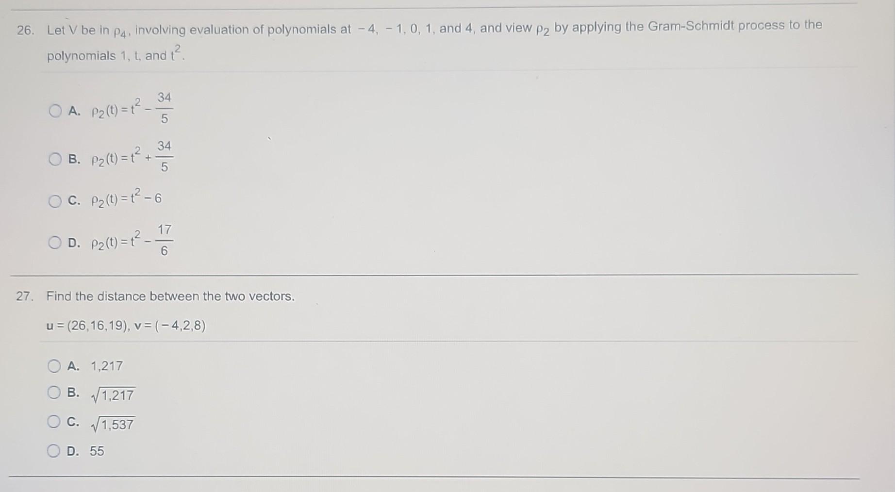 Solved 26 Let V Be In ρ4 Involving Evaluation Of 