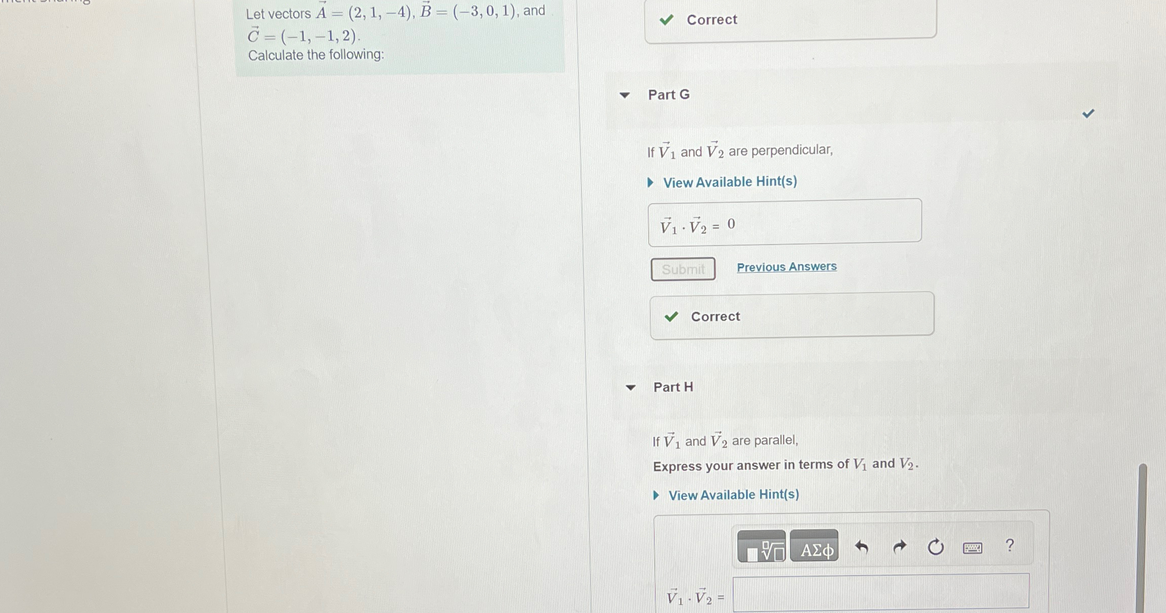 Solved Let vectors vec(A)=(2,1,-4),vec(B)=(-3,0,1), ﻿and | Chegg.com