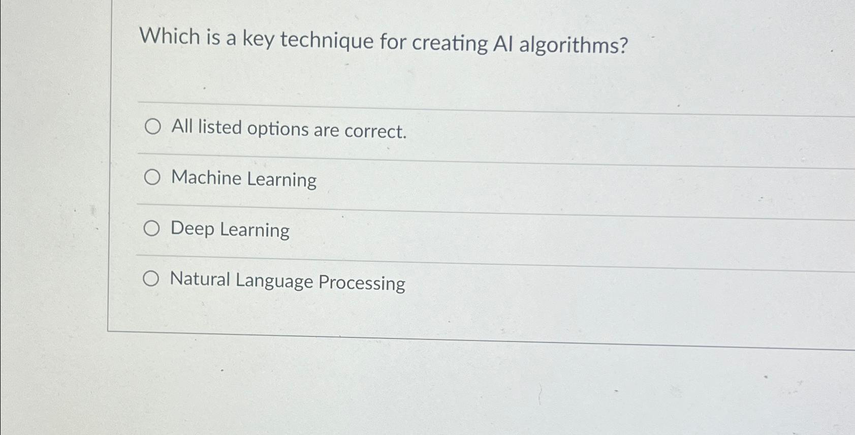 Solved Which is a key technique for creating Al | Chegg.com