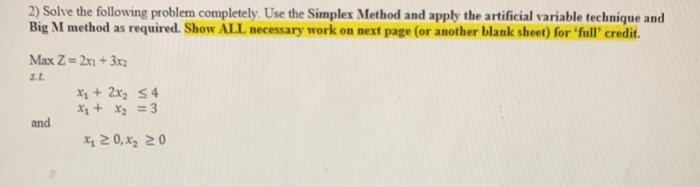 Solved 2) Solve the following problem completely. Use the | Chegg.com