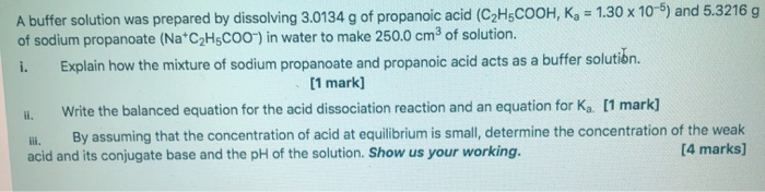 Solved A buffer solution was prepared by dissolving 3.0134 g | Chegg.com