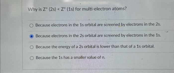 Solved Why is Z* (2s)