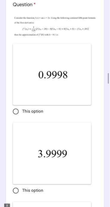 Solved Question * Consider the function ()=sin x + 2x. Using | Chegg.com