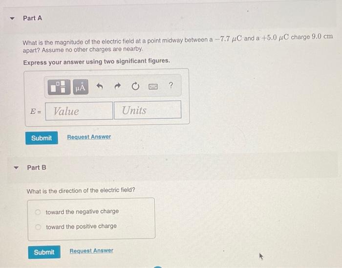 Solved Part A What is the magnitude of the electric field | Chegg.com