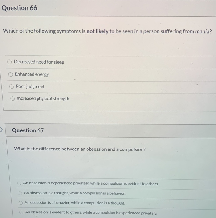 Solved Question 66 Which of the following symptoms is not | Chegg.com