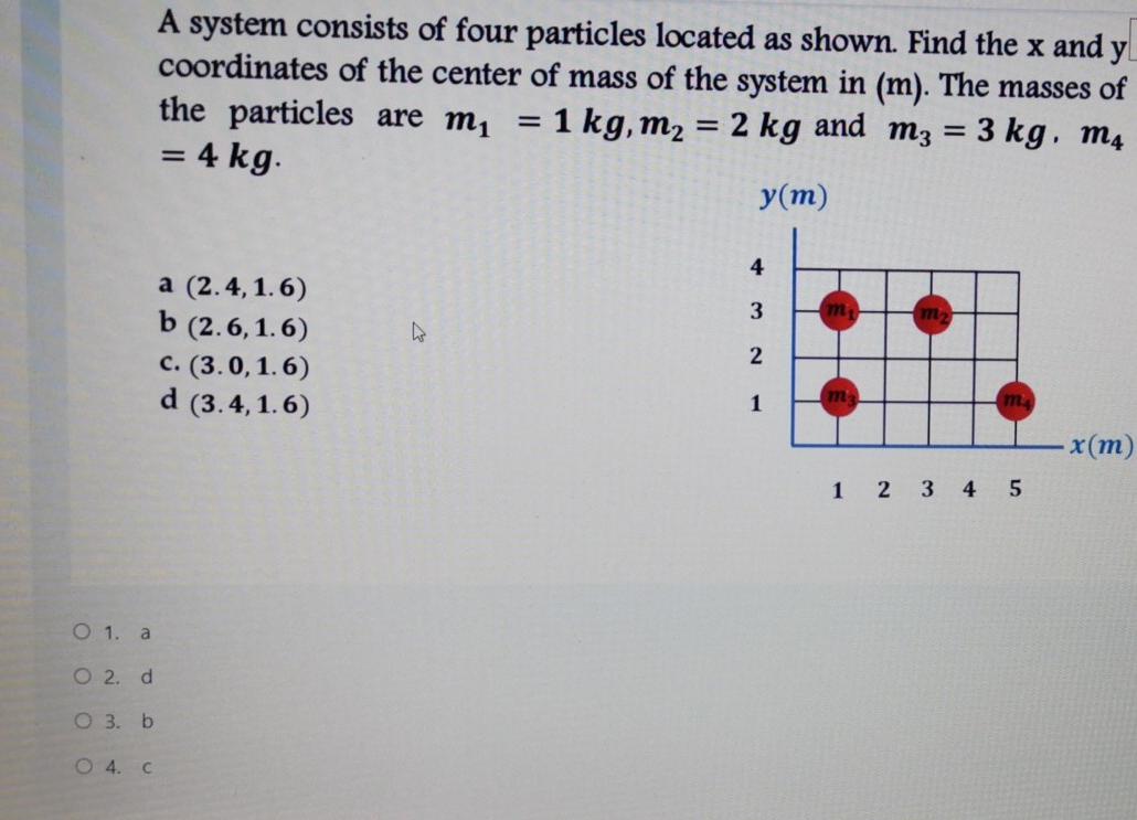 Solved A System Consists Of Four Particles Located As Shown. | Chegg.com