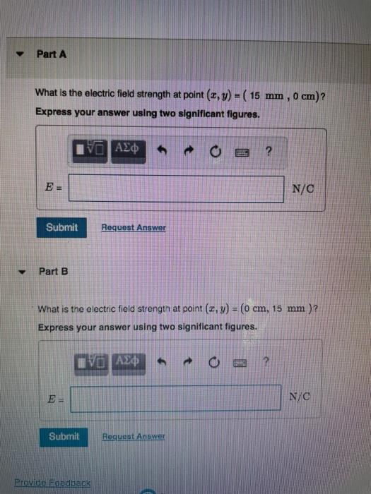 Solved Part A What is the electric field strength at point | Chegg.com