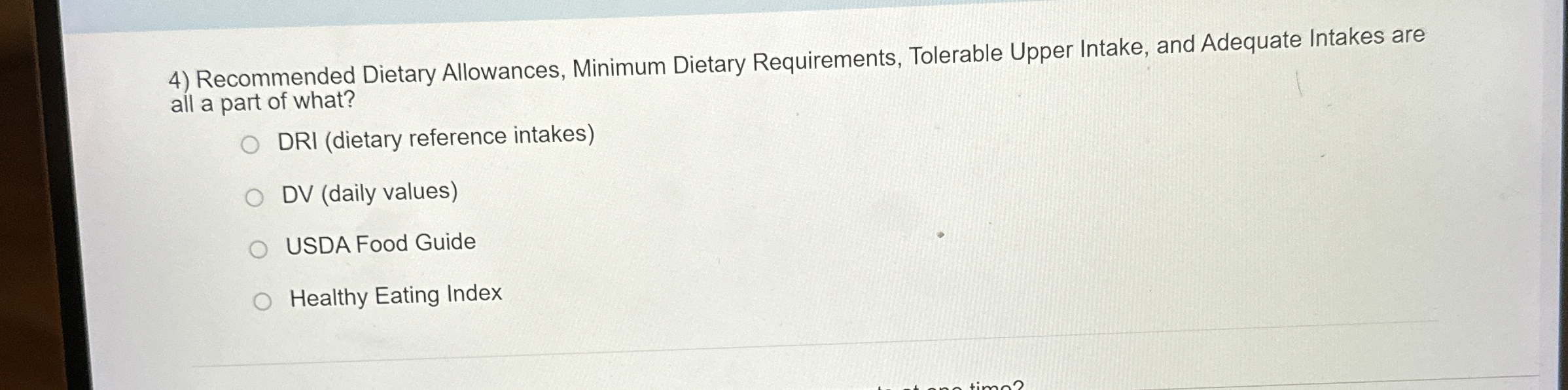 Solved Recommended Dietary Allowances, Minimum Dietary | Chegg.com