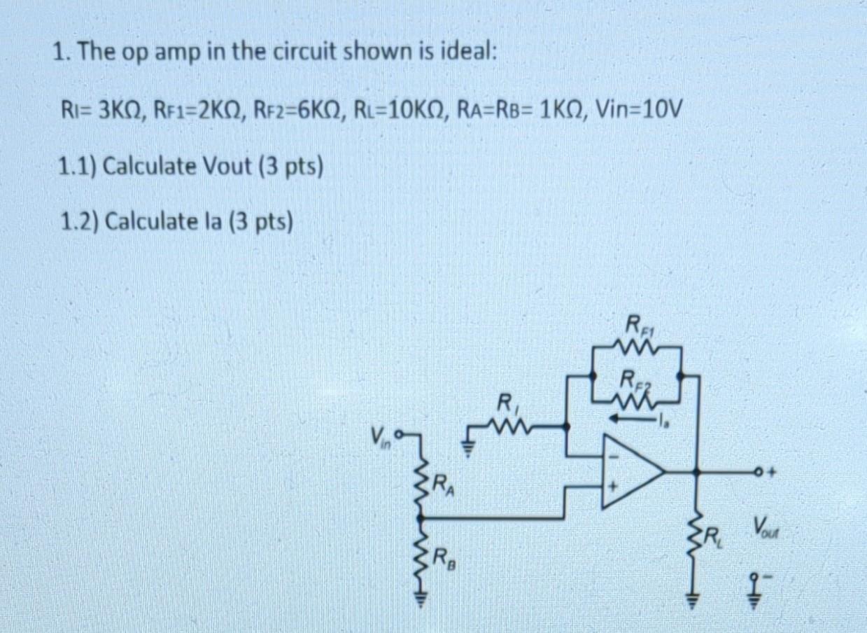 Solved 1. The op amp in the circuit shown is ideal: | Chegg.com