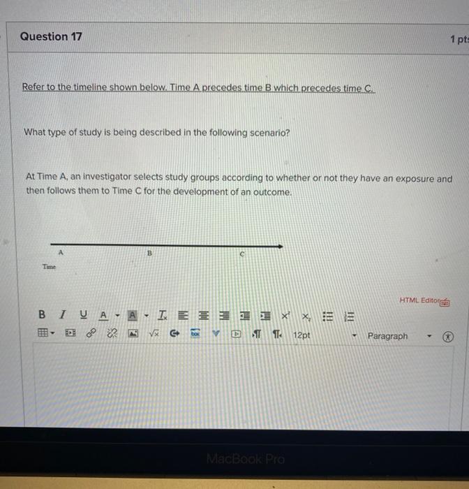 Solved Question 17 1 pts Refer to the timeline shown below. | Chegg.com