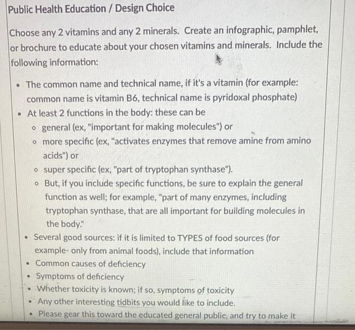 Solved Public Health Education / Design Choice Choose any 2