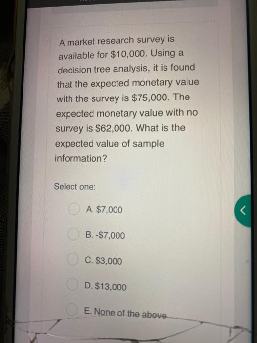 a market research survey is available for $10 000