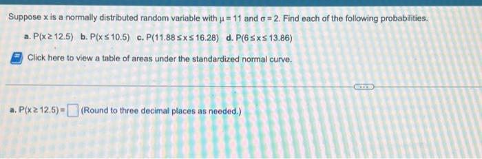 Solved Suppose x is a normally distributed random variable | Chegg.com