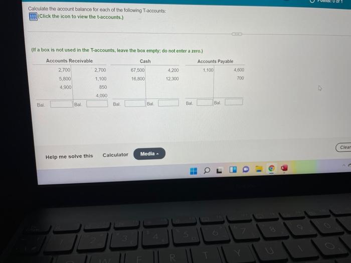 Solved D OF Calculate the account balance for each of the | Chegg.com