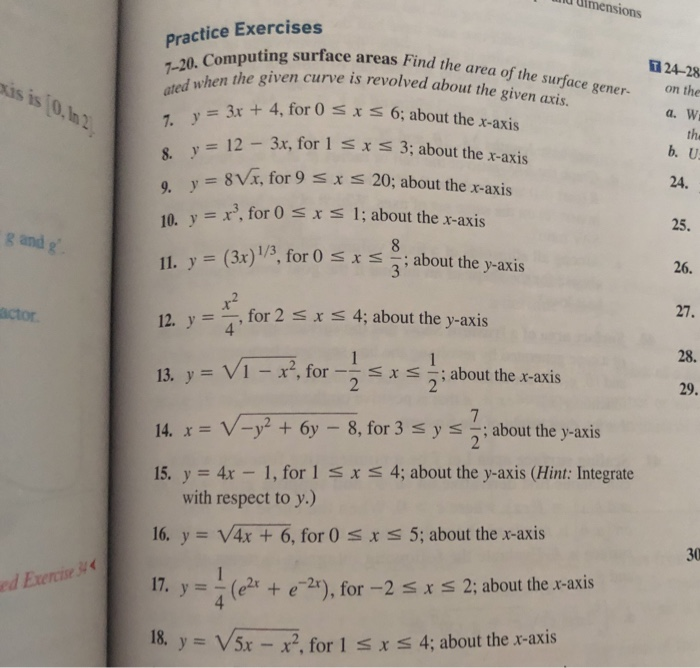 Solved 7-20. Computing surface areas Find the area of the | Chegg.com