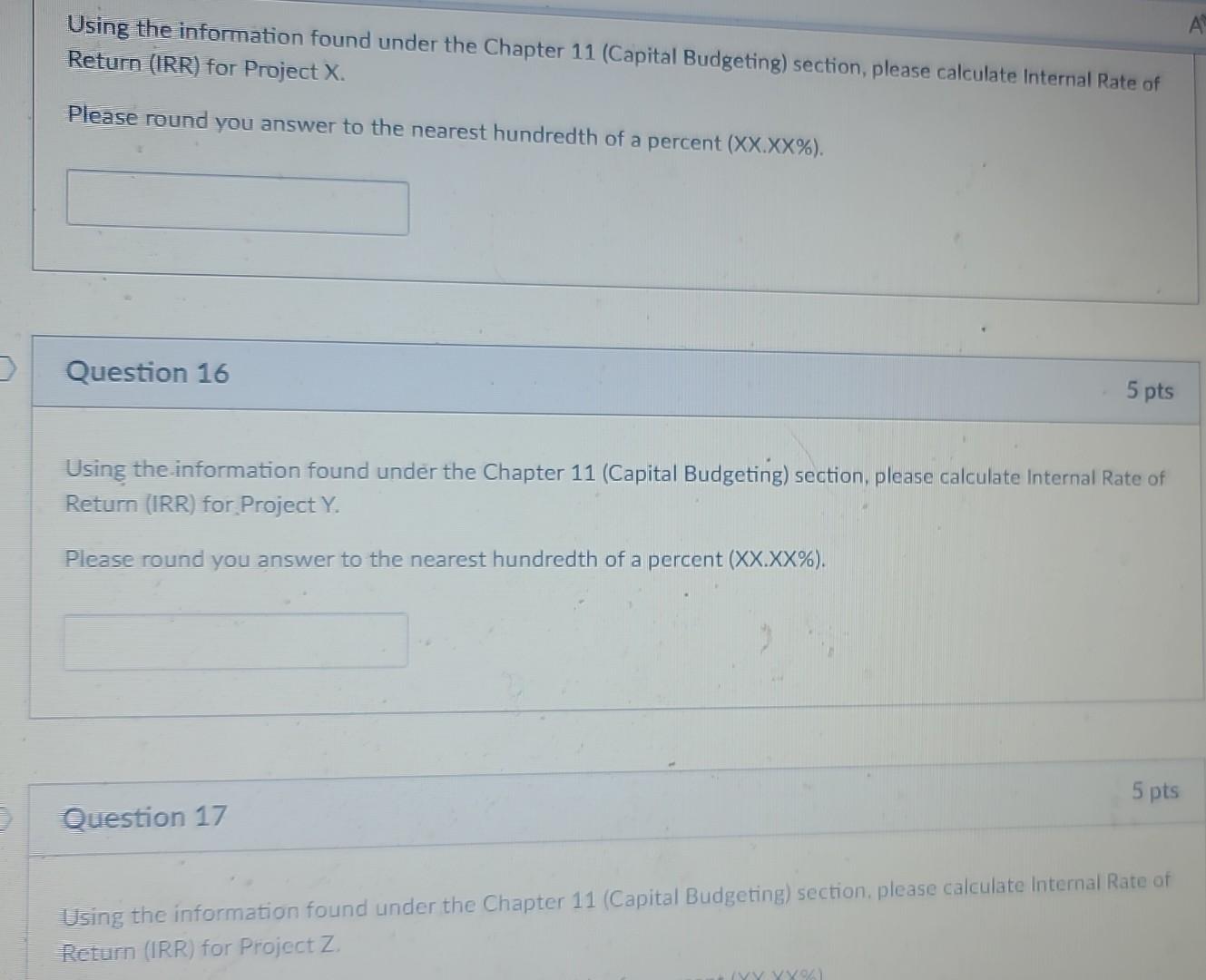 Solved For Chapter 11 (Capital Budgeting) Questions: Assume | Chegg.com