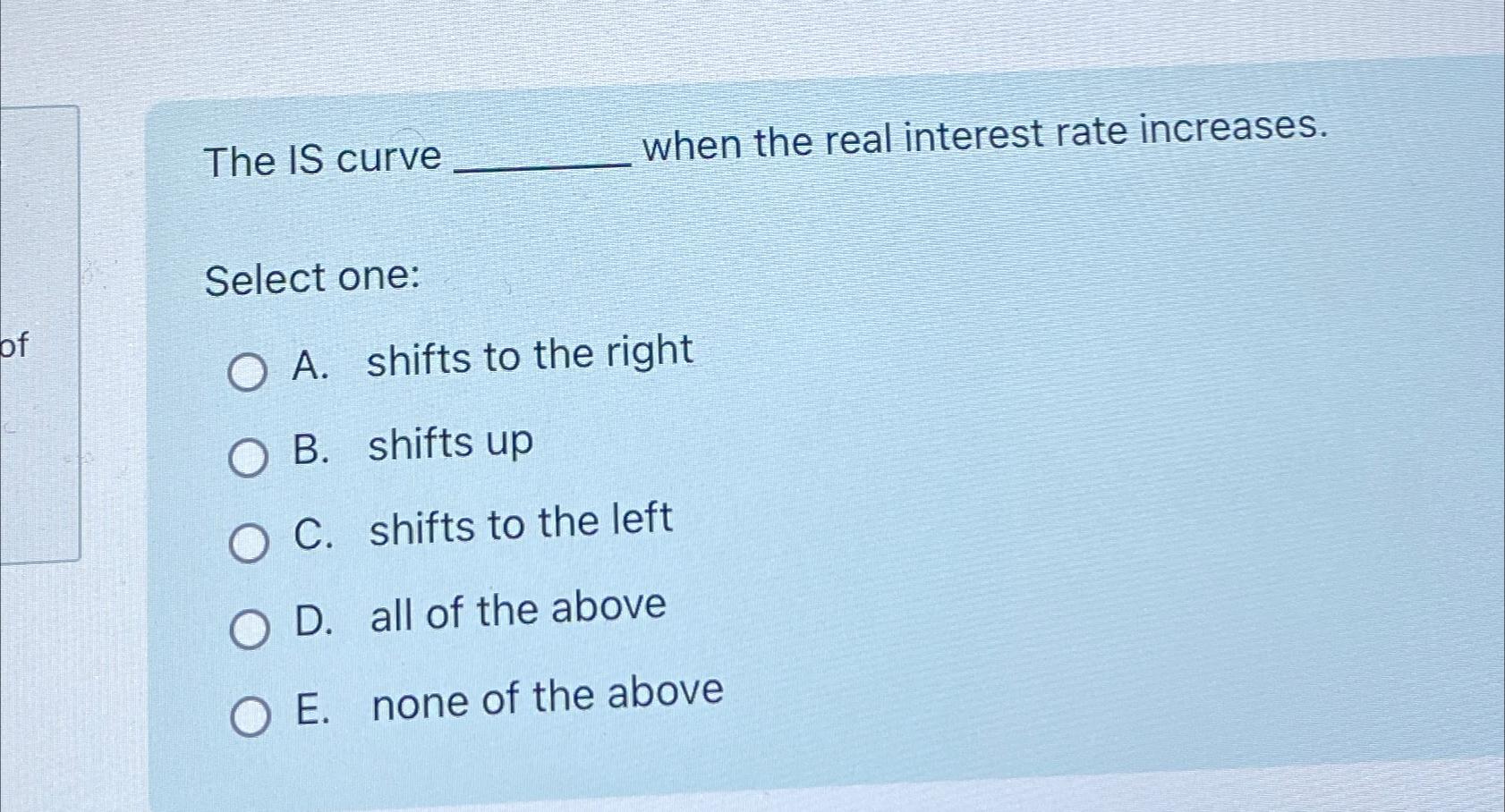Solved The IS curve when the real interest rate | Chegg.com