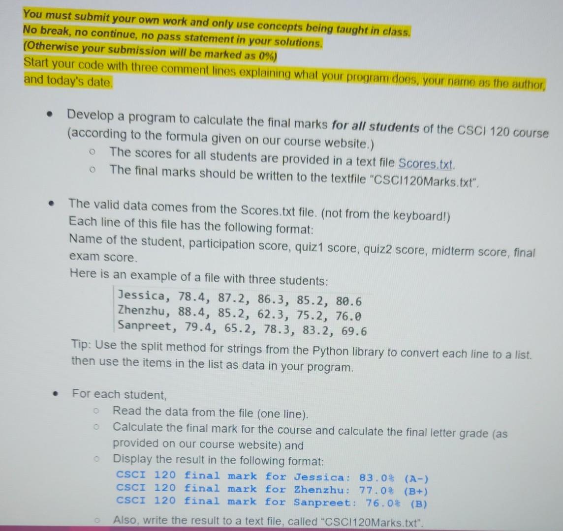 Solved You must submit your own work and only use concepts | Chegg.com