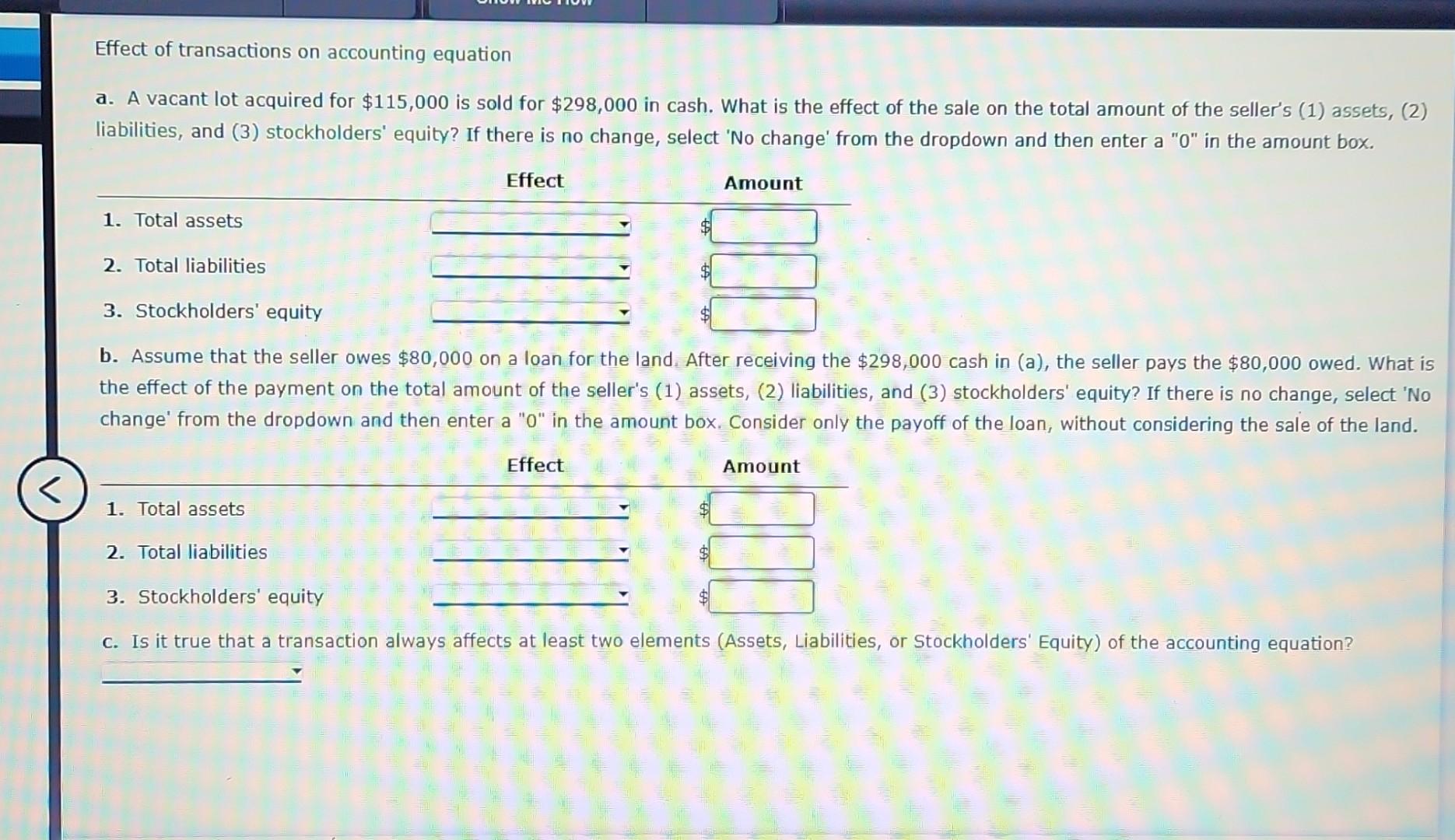 Solved Effect of transactions on accounting equation a. A | Chegg.com