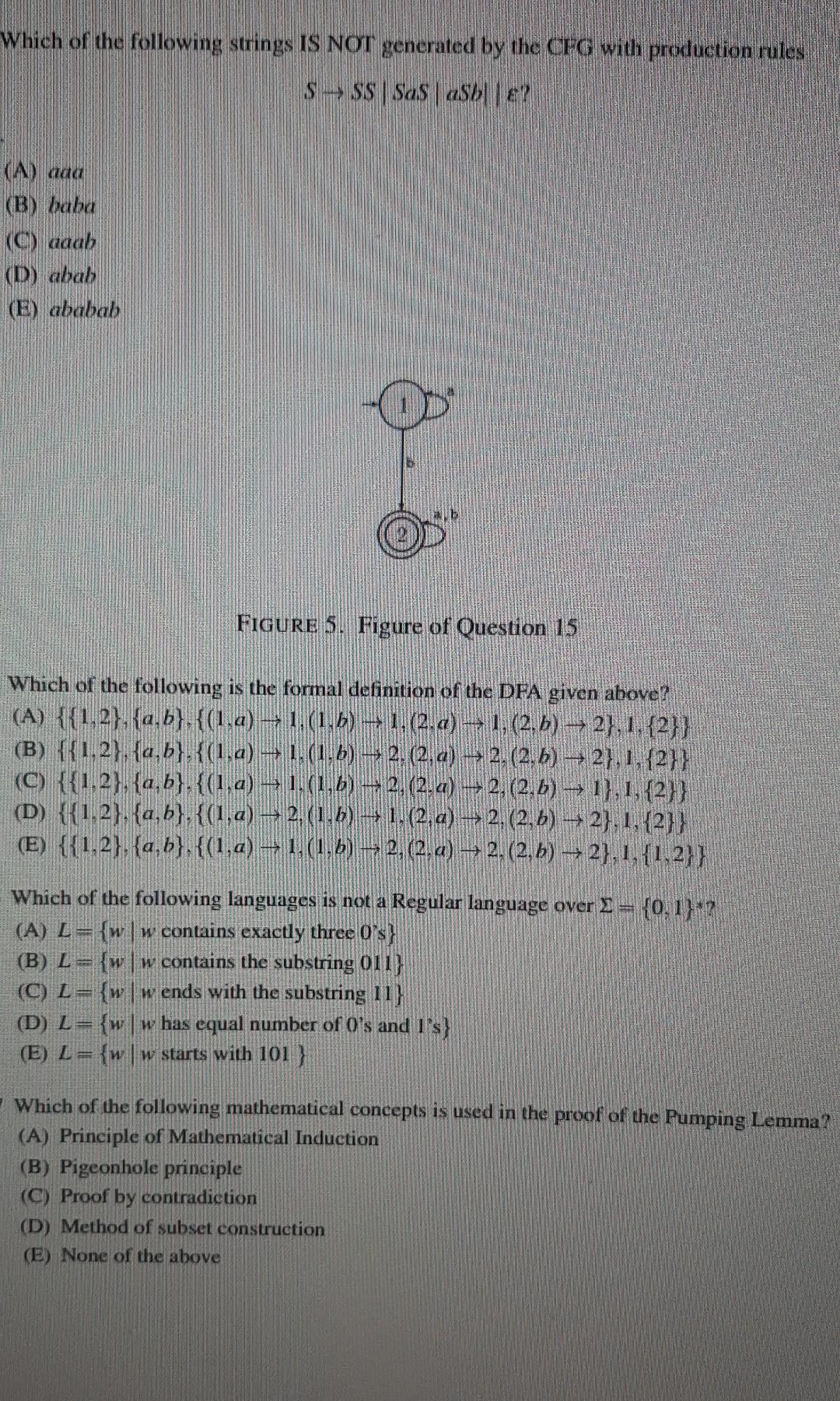 Solved Which Of The Following Strings IS NOT Generated By Chegg Com