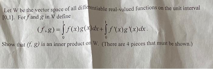 Solved Let W be the vector space of all differentiable | Chegg.com