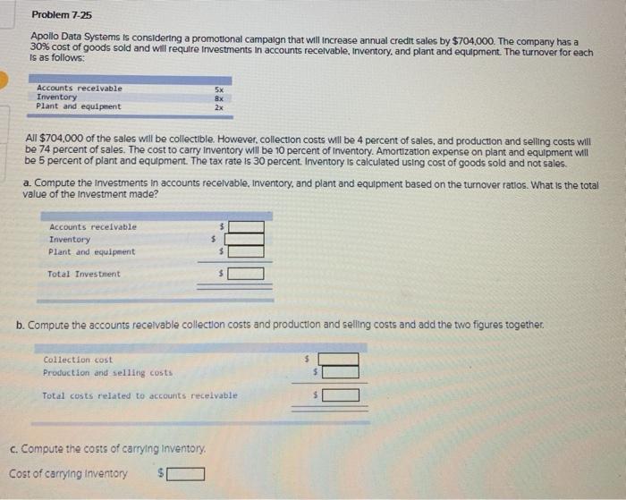 Solved Problem 725 Apollo Data Systems is considering a
