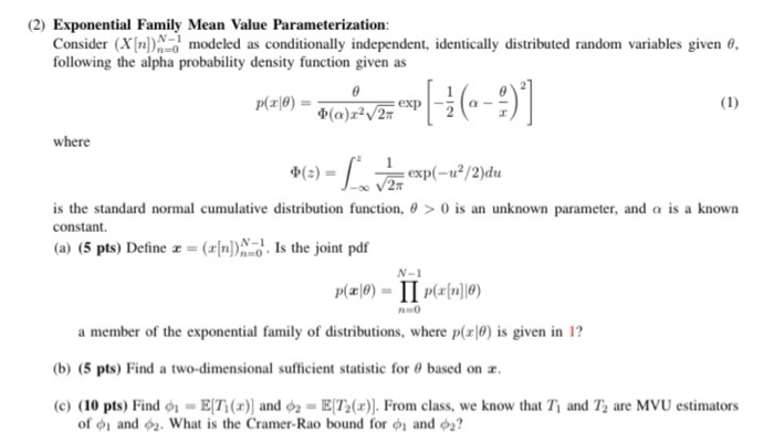 Solved 2 Exponential Family Mean Value Parameterization Chegg Com