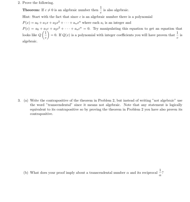 Solved 2 Prove The Following Theorem If C 0 Is An