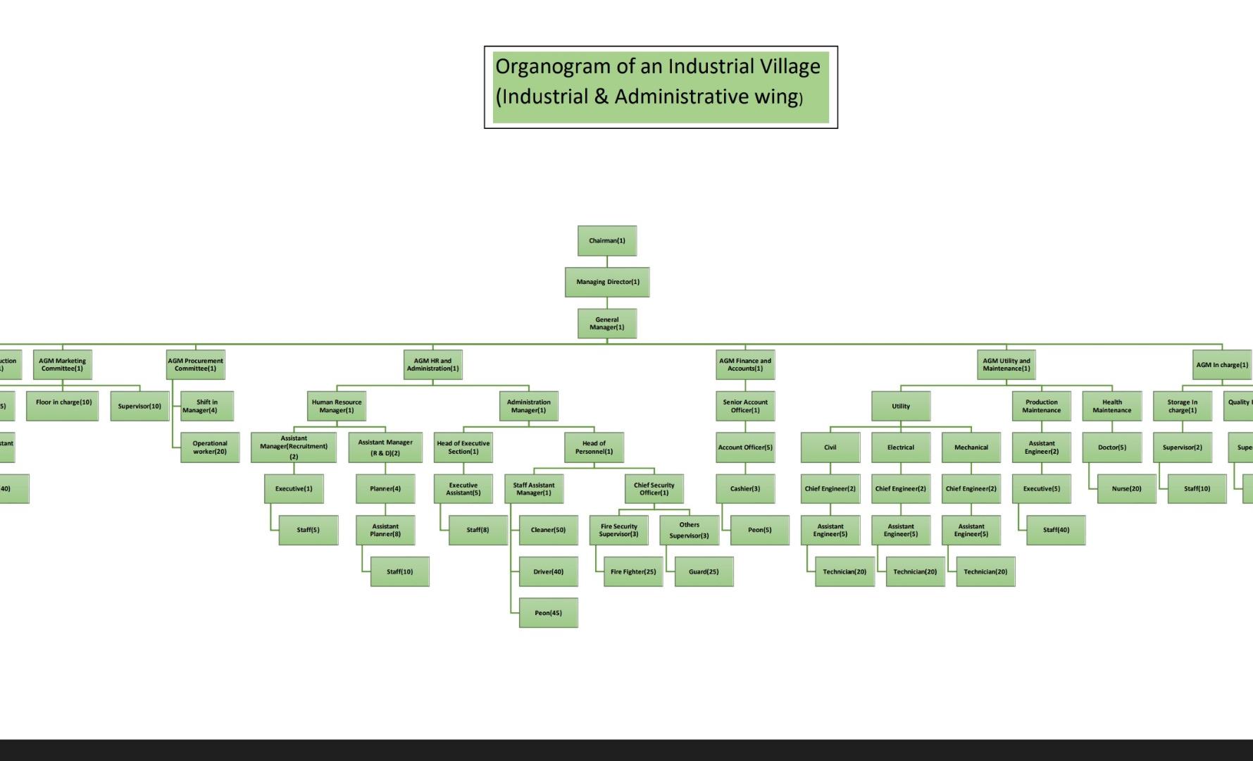 Solved Example of organogram for textile industry is given.