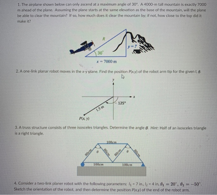 Solved 1 The Airplane Shown Below Can Only Ascend At A M Chegg Com