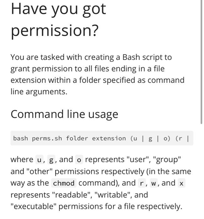 Solved Have you got permission? You are tasked with creating