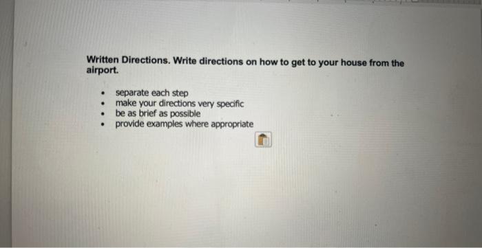Written Directions. Write directions on how to get to | Chegg.com