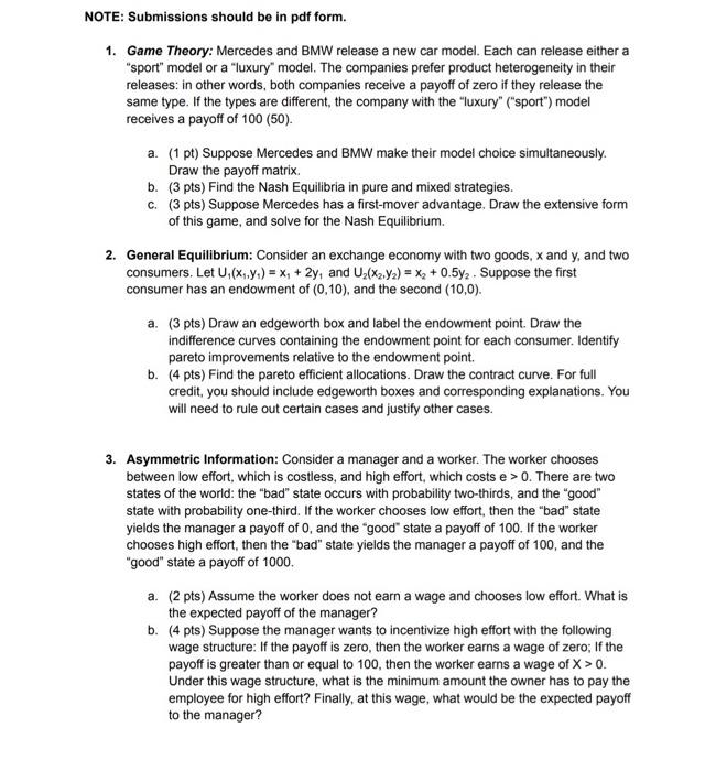 Solved NOTE Submissions should be in pdf form. 1. Game