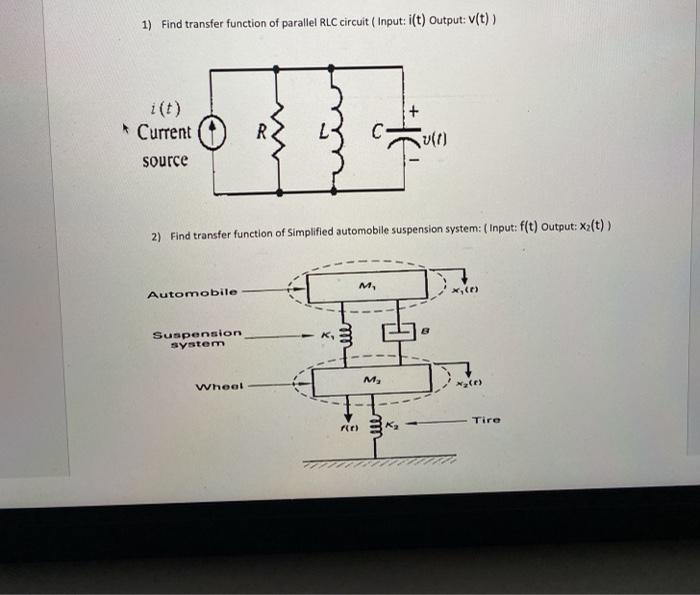 Solved 1) Find transfer function of parallel RLC circuit | Chegg.com