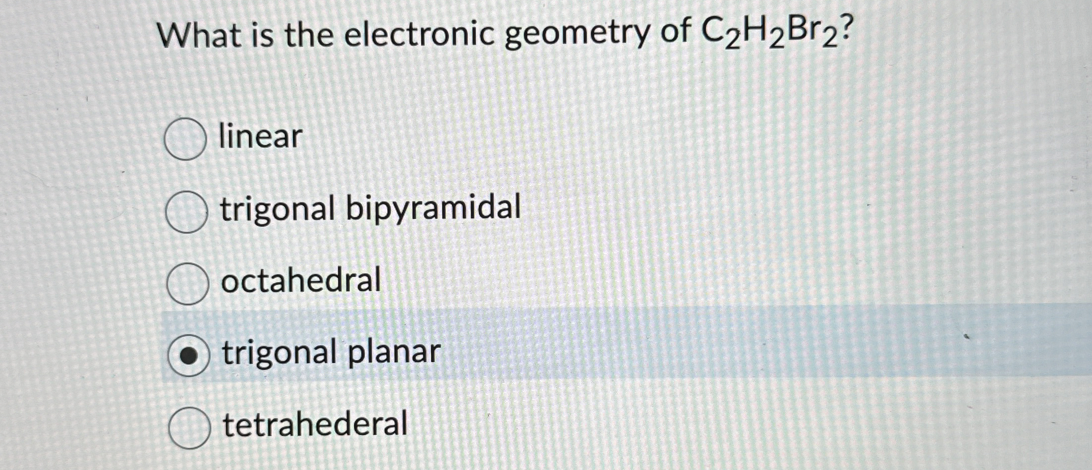 Solved What is the electronic geometry of | Chegg.com