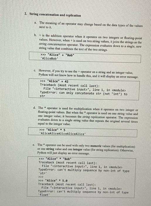 Solved 2. String Concatenation And Replication 1. The | Chegg.Com