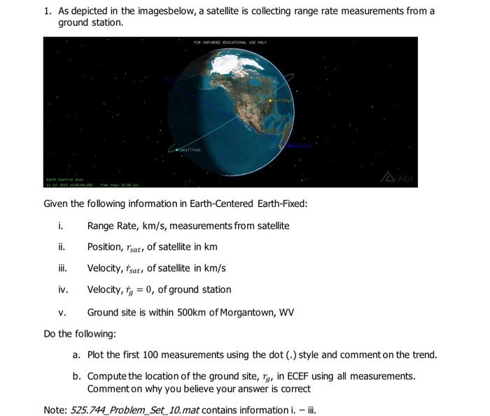 Solved 1. As depicted in the imagesbelow, a satellite is | Chegg.com