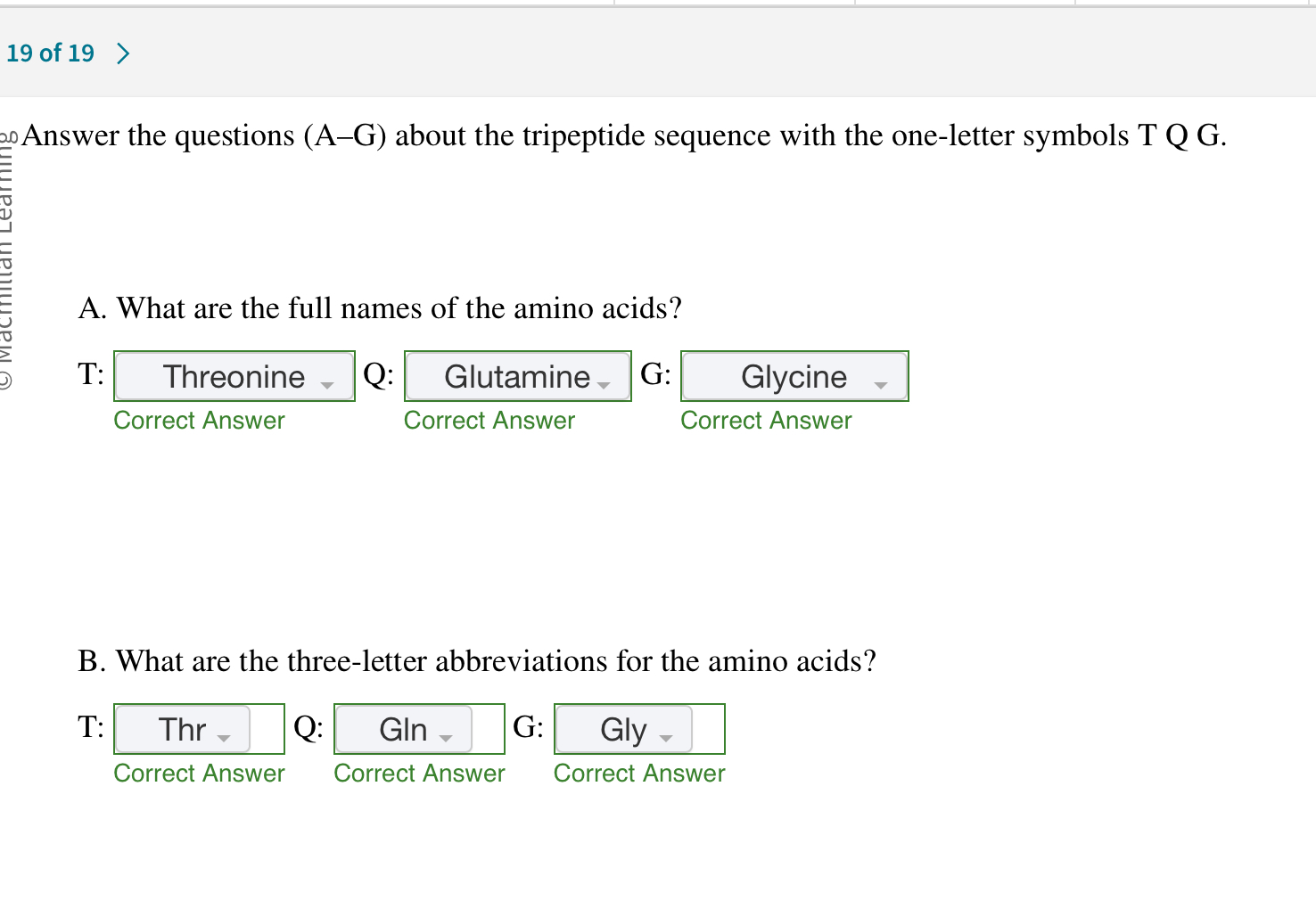 Solved Answer the questions (AG) ﻿about the tripeptide
