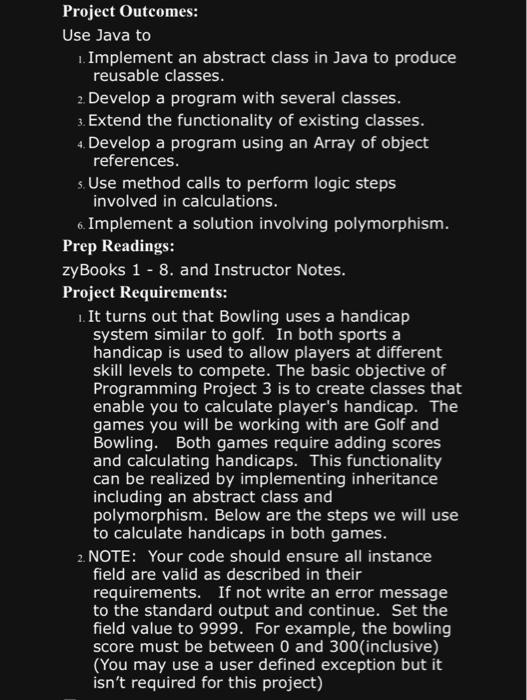 Solved Project Outcomes: Use Java to 1. Implement an | Chegg.com