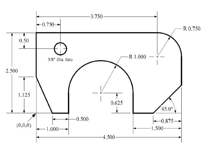 Solved Prepare an NC part program for first drilling the | Chegg.com