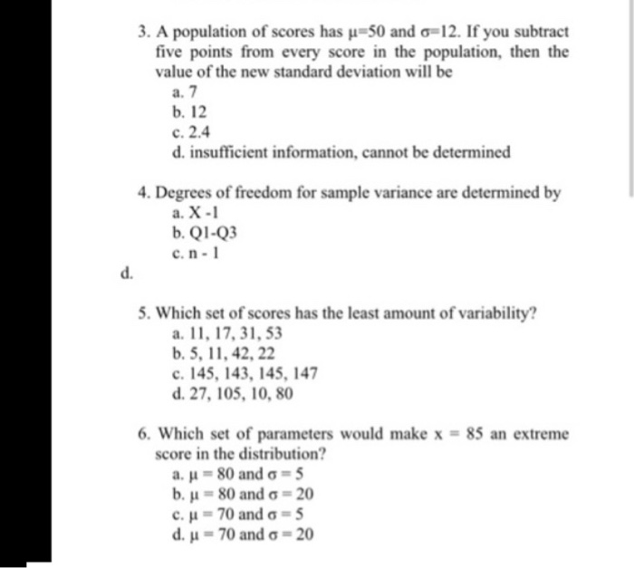 Solved 3 A Population Of Scores Has U 50 And 6 12 If Yo Chegg Com