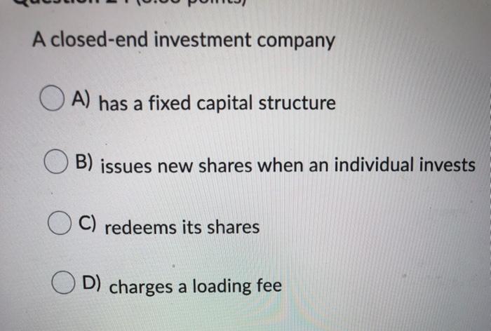 Closed End Investment Example