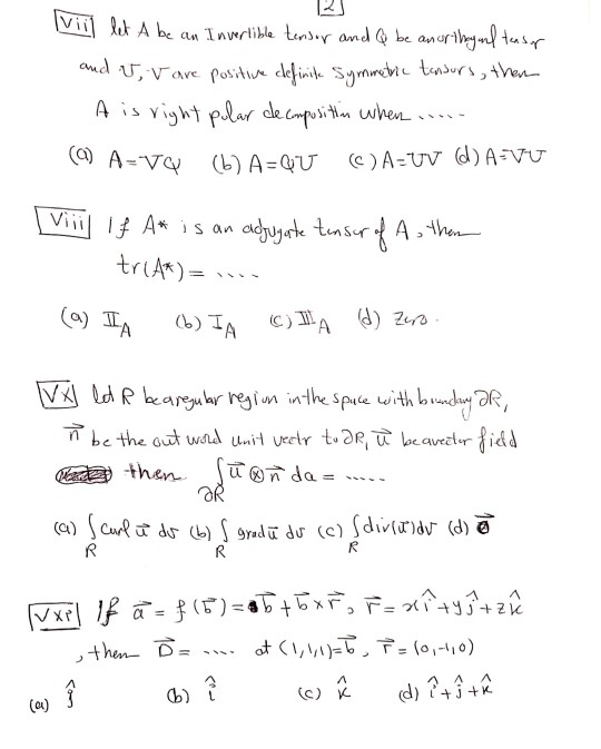 Vii Let A Be An Invertible Tensor And Q Be Anor T Chegg Com