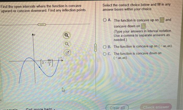 Solved Find the open intervals where the function is concave | Chegg.com