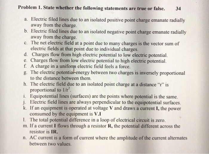Solved Problem 1. State whether the following statements are 