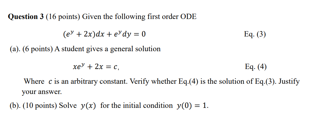 Solved Question 3 (16 ﻿points) ﻿Given the following first | Chegg.com