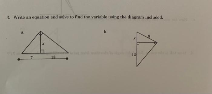 Solved 3. Write an equation and solve to find the variable | Chegg.com