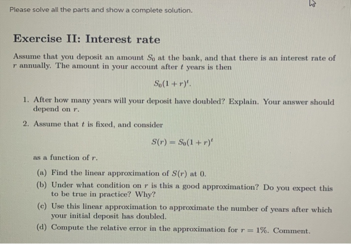 Solved Please solve all the parts and show a complete | Chegg.com