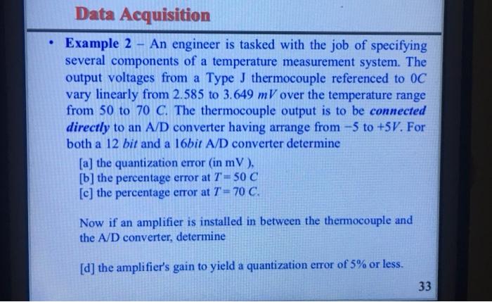 Solved Data Acquisition Example 2 - An engineer is tasked | Chegg.com